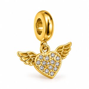 Charm corazón circonitas con alas